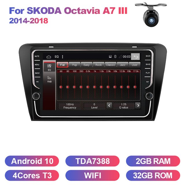 Eunavi 2 Din Android 9.0 Car Radio stereo For SKODA Octavia A7 III 3 2014-2018 GPS navigation multimedia TDA7851 1024*600 WIFI