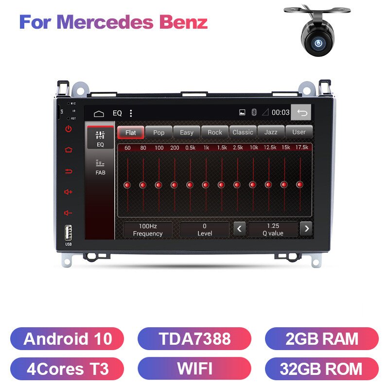 Eunavi 2 Din Car Radio Multimedia Android 10.0 Automotivo For Mercedes/Benz/Sprinter/B200/B-class/W245/B170/W169 gps stereo