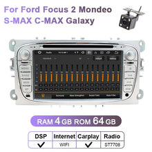 Load image into Gallery viewer, Eunavi DSP 2 Din Android Car Radio DVD Player GPS For FORD Focus 2 II Mondeo S-MAX C-MAX Galaxy 2Din Multimedia 4G 64GB 8 Core
