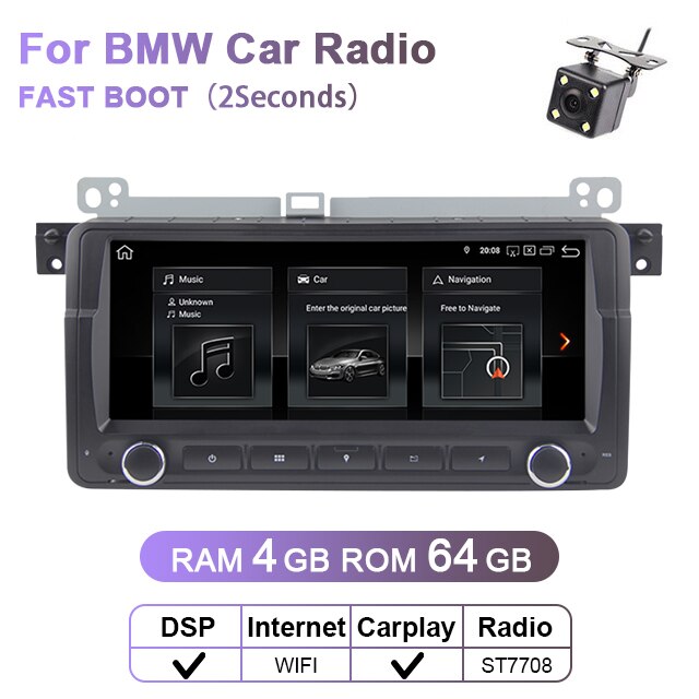 Eunavi 8.8 cal samochodowy radioodtwarzacz multimedialny z androidem dla BMW E46 M3 Rover serii 3 GPS Audio ekran hd DSP RDS wbudowany Carplay