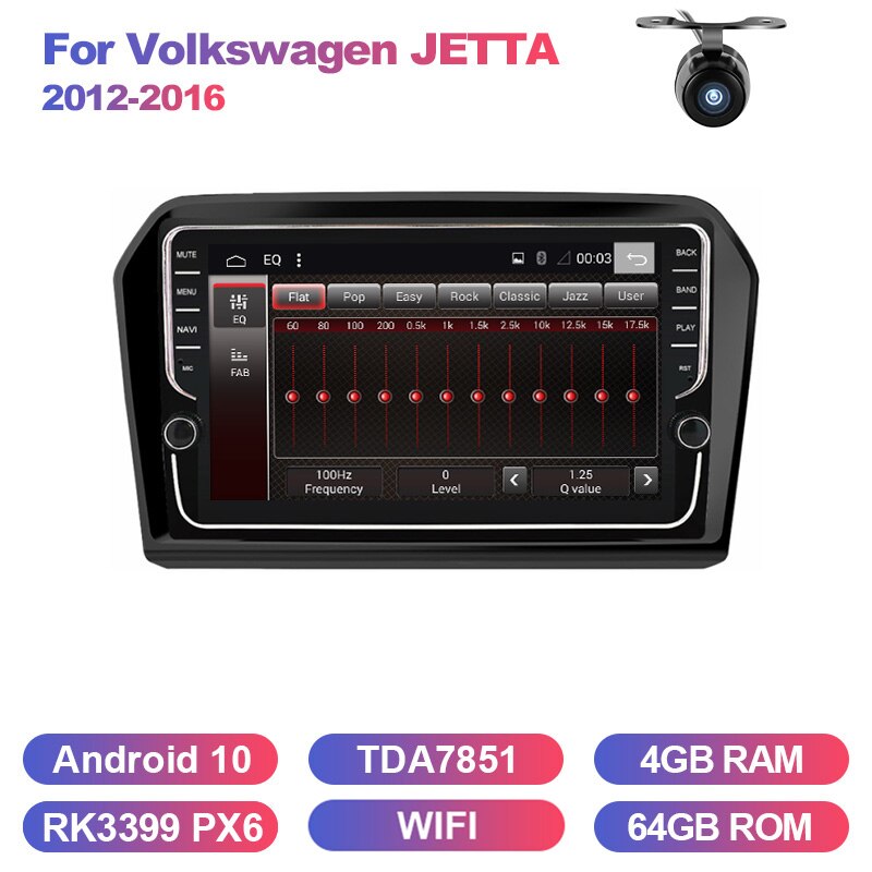 Eunavi 2Din Android 10 Car Radio GPS Stereo For VW Volkswagen JETTA 2012-2016 navigation multimedia 8 core 4GB 64GB TDA7851