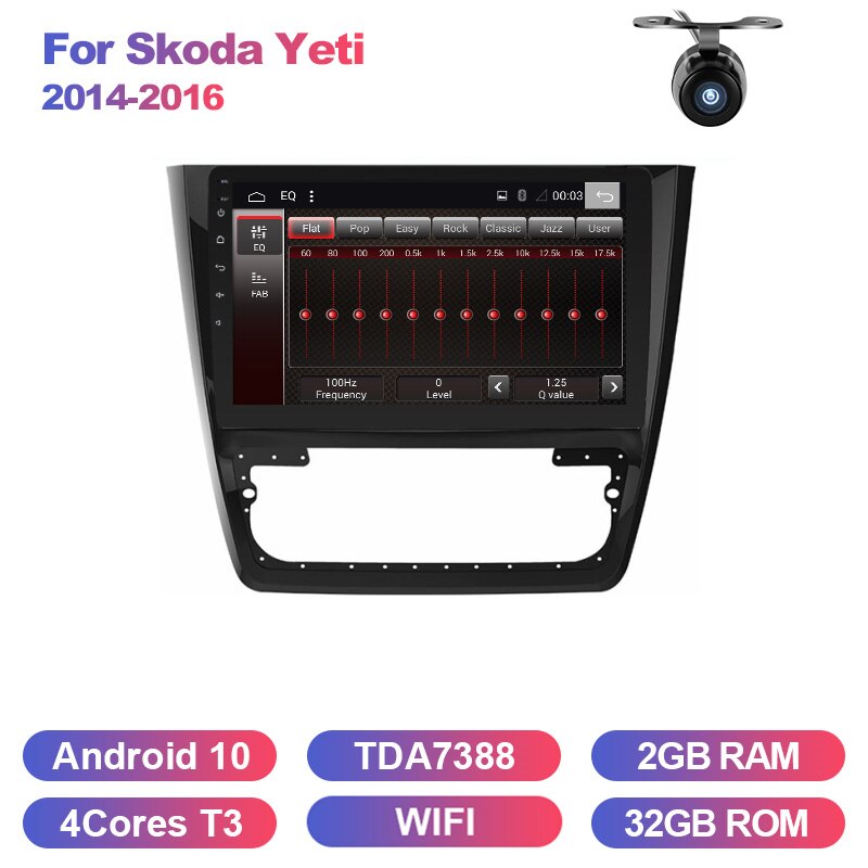 Eunavi 2 Din Car Radio Stereo For Skoda Yeti 2014 2015 2016 GPS Navigation multimedia player TDA7851 8 CORE WIFI Android 10
