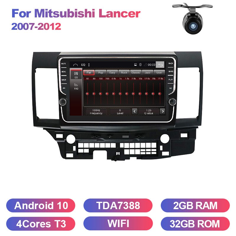 Eunavi 2 din car radio stereo multimedia Android 10 For Mitsubishi Lancer 2007-2012 Navigation GPS TDA7851 NO 2din dvd cd player