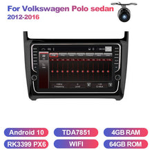 Load image into Gallery viewer, Eunavi 2 Din Android 10 Car Radio GPS Stereo For VW Polo sedan 2012-2016 navigation multimedia player 8 core 4G 64G TDA7851
