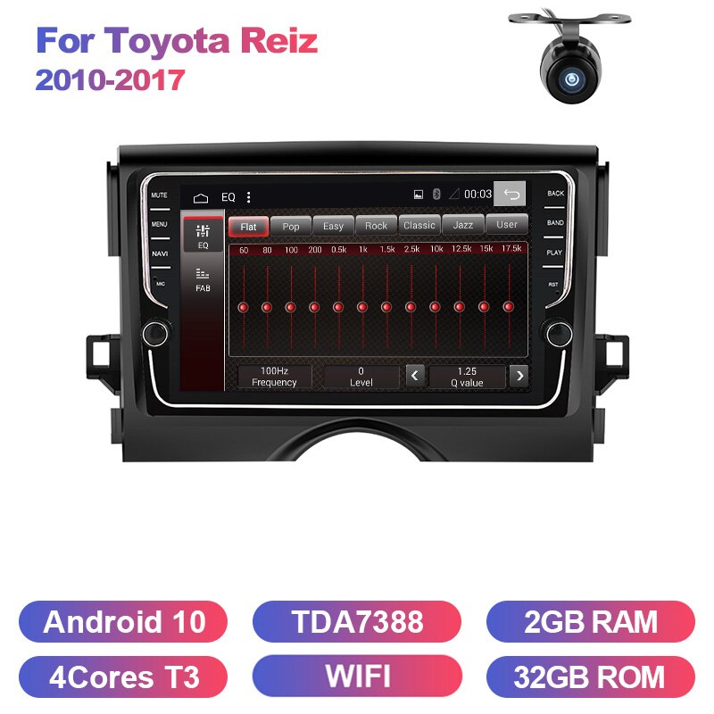 Eunavi 2 din Android 10 car radio stereo multimedia GPS for Toyota Reiz 2010-2017 2din headunit TDA7851 Subwoofer USB NO DVD