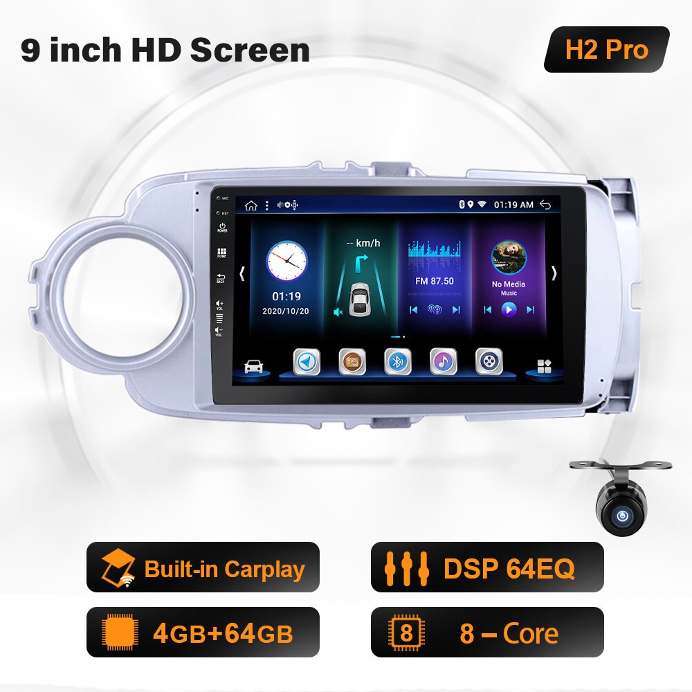 Eunavi 2 Din Android 10 Car Radio GPS For Toyota Yaris 2012 2013 -  2017 Multimedia Video Player Head unit 2Din Auto Stereo