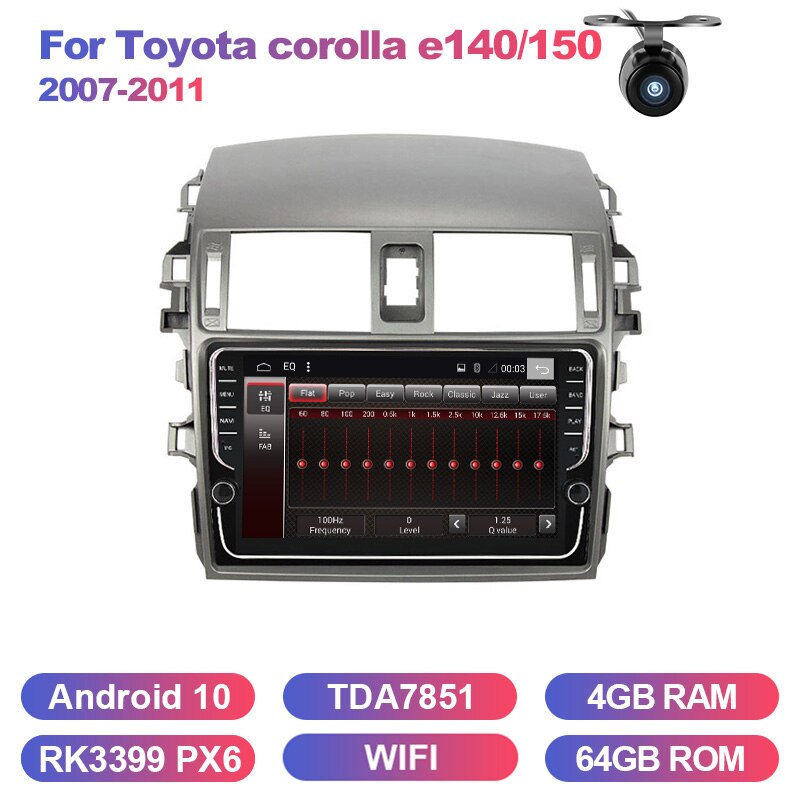 Eunavi Android system car multimedia radio player for Toyota Corolla E140/150 2007-2011 autoradio stereo gps PX6 4G 64GB NO 2DIN