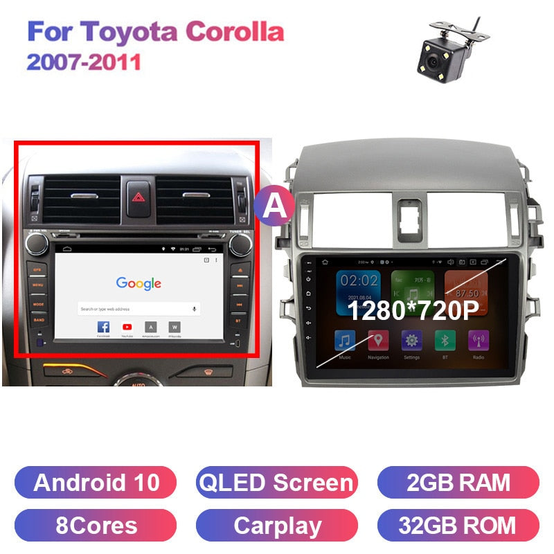 Eunavi 2 Din Android 10 Car DVD For Toyota Corolla 2006 - 2013 Multimedia Video Player 4G 64G DSP GPS Navi car radio stereo 2din