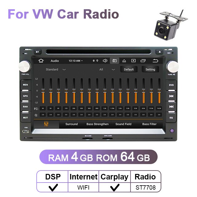 Eunavi 2 Din Car Multimedia Radio Player Auto For VW Volkswagen PASSAT B5 MK4 MK5 JETTA BORA POLO TRANSPORT T5 DSP Android GPS