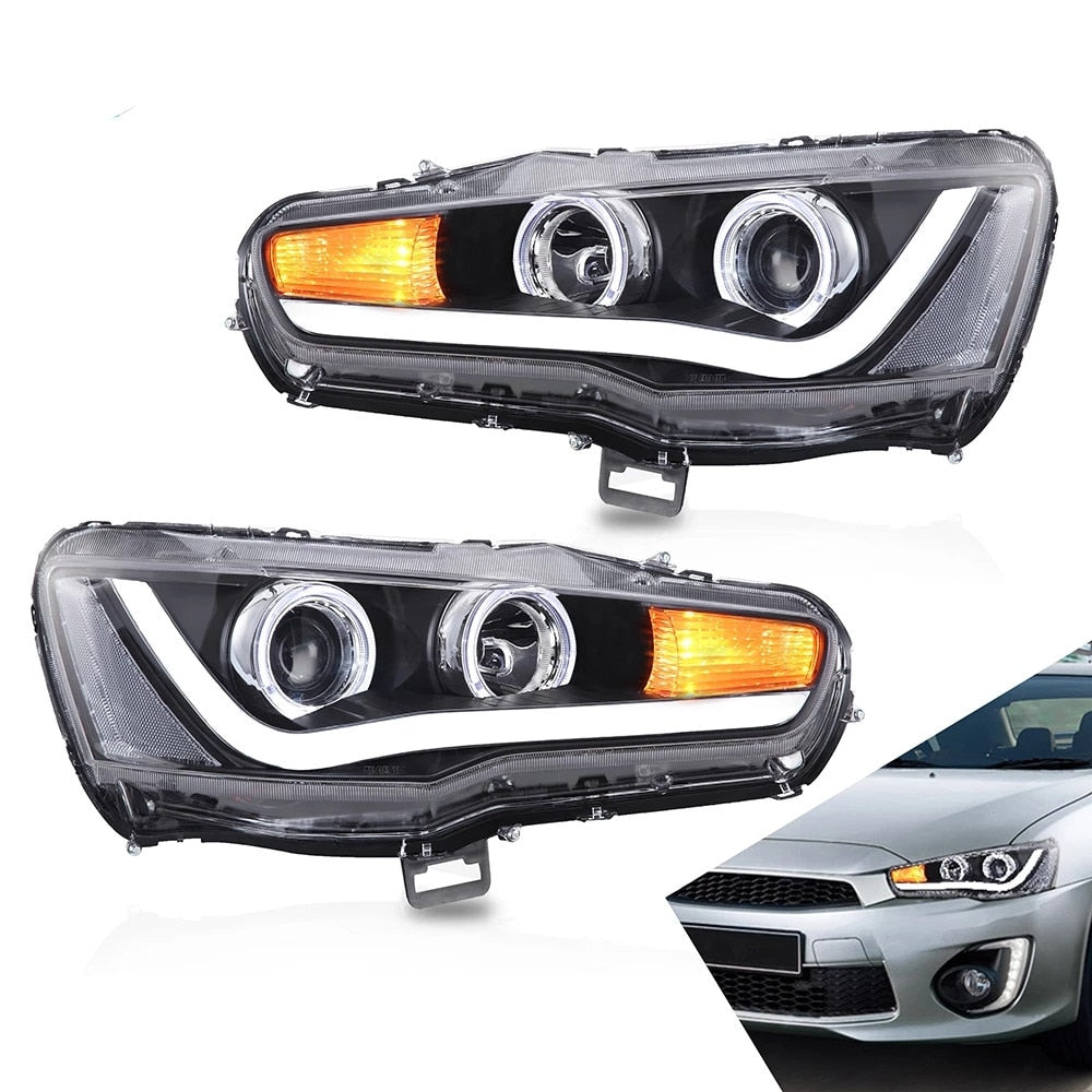 VLAND car Headlamp Headlight Assembly for Mitsubishi Lancer 2008-2017 Full LED Headlamp with DRL Sequential Turn Signal light