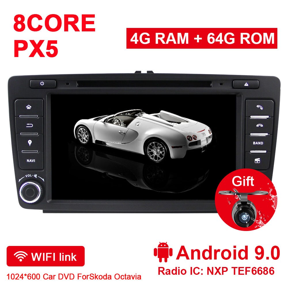 Eunavi 2 din Android 9.0 Car multimedia Player For Skoda Octavia 2014 2015 A7 2din auto radio stereo dvd GPS Navigation tda7851
