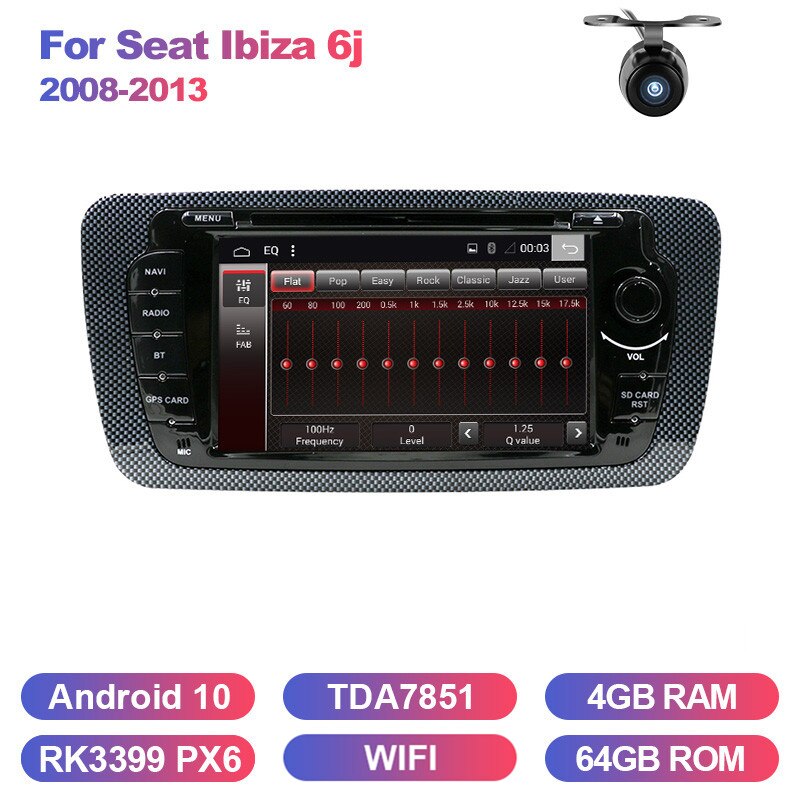 Eunavi Android 10 Car DVD Radio GPS Auto For Seat Ibiza 6j 2009 2010 2012 2013 Headunit Multimedia Stereo 4G Screen Audio USB BT