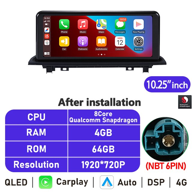 Eunavi 10.25''/12.3'' Android 10 Car Radio Stereo For BMW X1 X2 F48 2016-2017 NBT System Multimedia Video Player CarPlay GPS BT