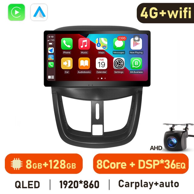 Eunavi 4G 2 Din Android Auto Radio For For Peugeot 207 207CC 2007-2014 Car Multimedia Video Player GPS Stereo Carplay 1920*860P