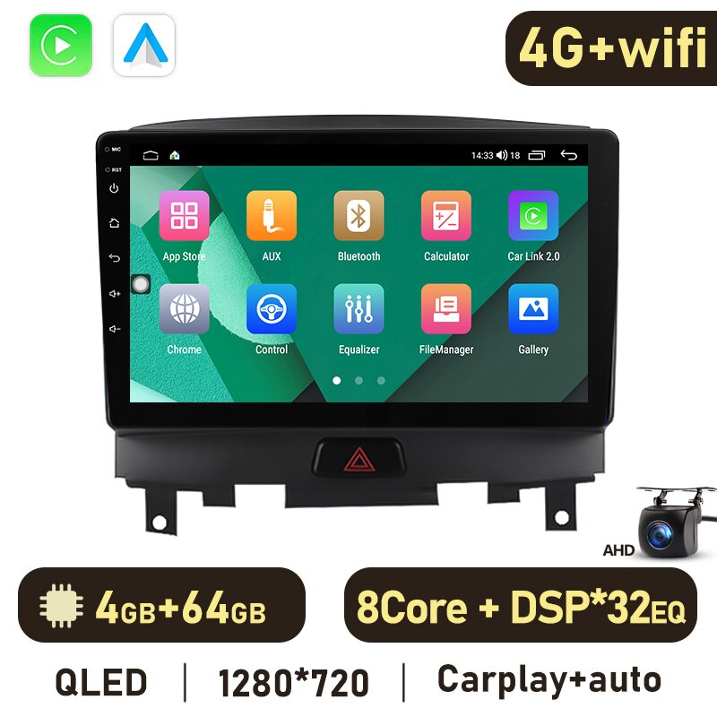Eunavi 7862c 8G+128G QLED 2DIN Android Auto Radio Car Multimedia Player For Nissan Infiniti EX25 QX50 2015 GPS Carplay octa core