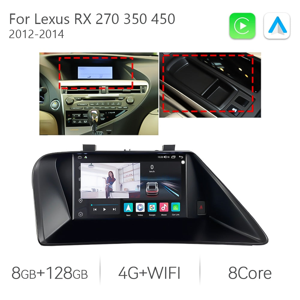 Eunavi 12.3 Car Video Player CARPLAY For Lexus RX RX270 RX350 RX450 RX200T RX450H GPS Navigation 1920*720 Stereo Android 11