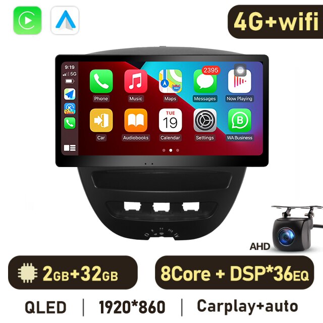Eunavi 4G 2 Din Android Auto Radio For Peugeot 107 Toyota Aygo Citroen C1 2005 - 2014 Car Multimedia Video Player GPS Stereo