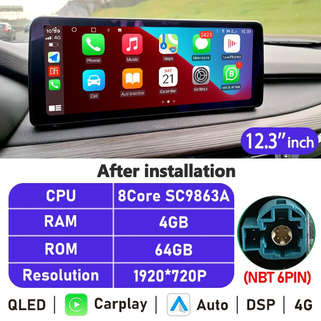 Eunavi 10.25''/12.3'' Android 10 Car Radio Stereo For BMW X5 F15 2013-2017 NBT System Multimedia Video Player CarPlay DSP GPS
