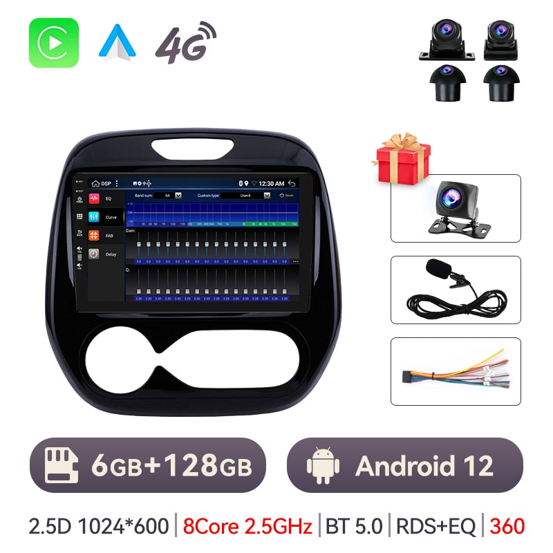 Eunavi 2 Din Android Auto Radio GPS For Renault Kaptur Captur 2014-2018 Car Multimedia Player Video Audio 4G 2DIN QLED Carplay