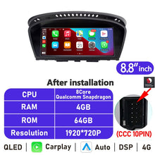 Load image into Gallery viewer, Eunavi 8.8&#39;&#39; IPS Android Car Radio For BMW 5 Series E60 E61 E63 E64 E90 E91 Multimedia Player Stereo CarPlay GPS Navigation 4G
