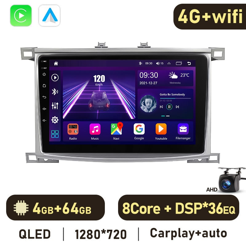 Eunavi 4G 2DIN Android Auto Radio GPS For Toyota Land Cruiser 100 For Lexus LX470 2002-2007 Car Multimedia Video Player Carplay
