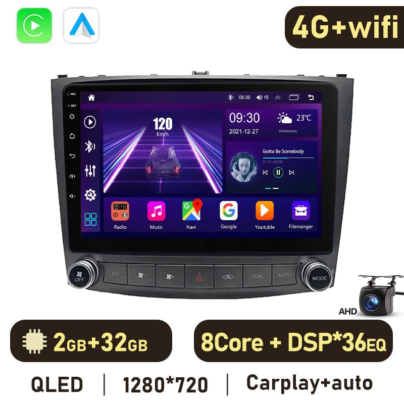 Eunavi 4G 2DIN Android Auto Radio GPS For Lexus IS250 300 2006-2012 Car Multimedia Video Player Carplay 2 Din