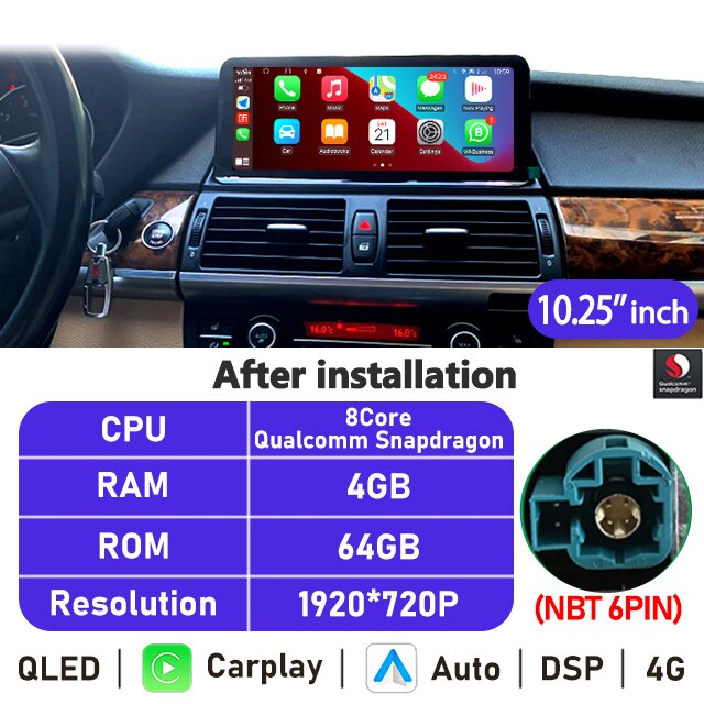 Eunavi 10.25''/12.3'' Android 10 Car Radio Stereo For BMW X5 F15 2013-2017 NBT System Multimedia Video Player CarPlay DSP GPS
