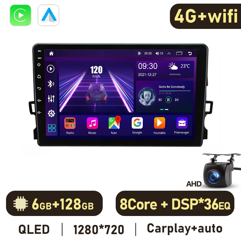 Eunavi 2 Din Android 10 Car Radio Multimedia Player For Toyota Auris E150 2006-2012 2din Head Unit 4G QLED Carplay Stereo GPS