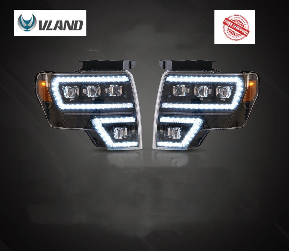 Vland Car Lamp Assembly For Ford F-150 2009-2014 Headlights With Start Up Animation DRL Raptor Front Lamp Full LED Projector