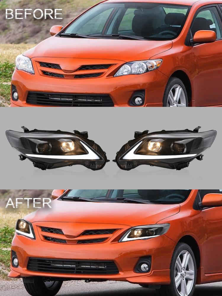 VLAND Headlamp Car Assembly Fit For Toyota COROLLA 2011 2012 2013 Headlight Full LED Headlamp With DRL Turn Signal Light