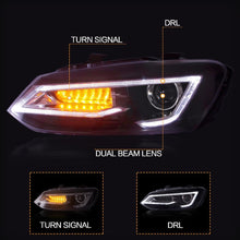 Load image into Gallery viewer, VLAND Headlamp Car Headlight Assembly For Volkswagen Polo 2011-2017 Head Light With Moving Turn Signal Dual Beam Lens