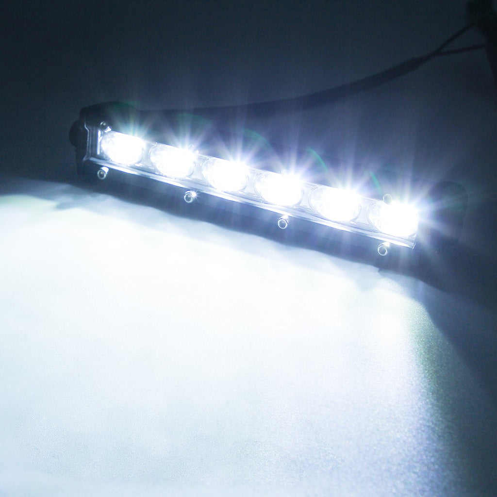 YSJ 8 Inch 18W Ultra-thin Spotlight Mid-net Light Aluminum Alloy Housing Bar Single Row Driving Lamp (Ellipse)