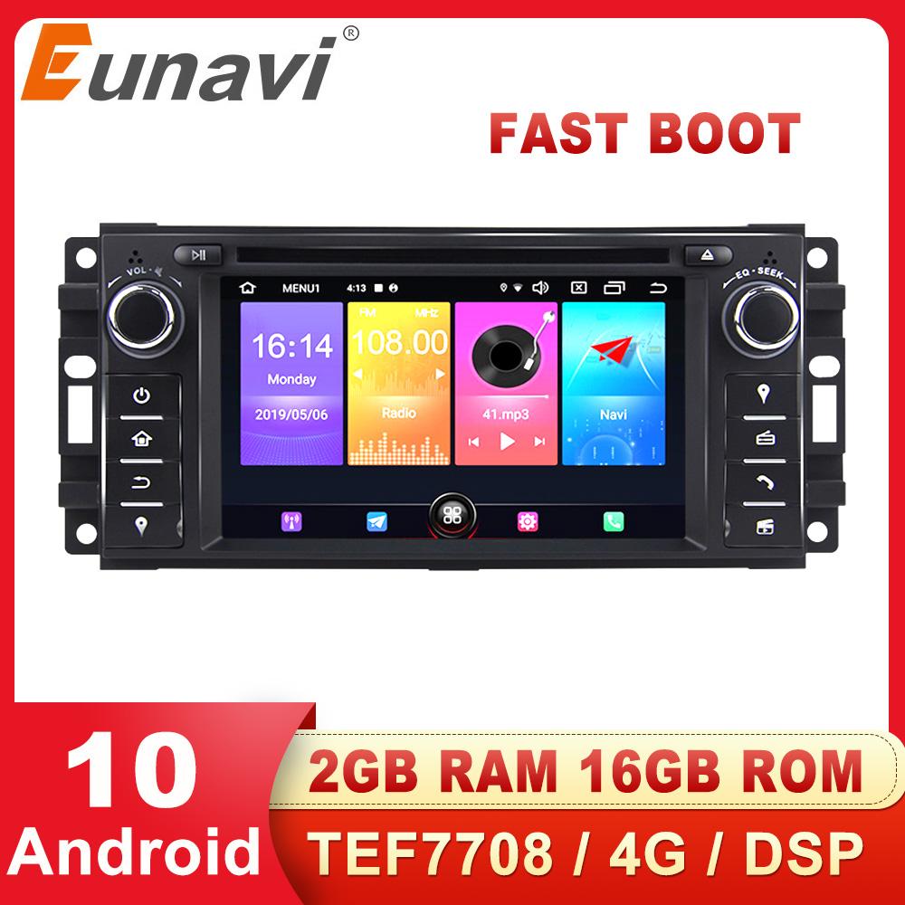 Eunavi Android 10 Car DVD Player Radio GPS For Jeep Cherokee Compass Commander Wrangler Dodge Caliber Chrysler C300 4Core 4G USB