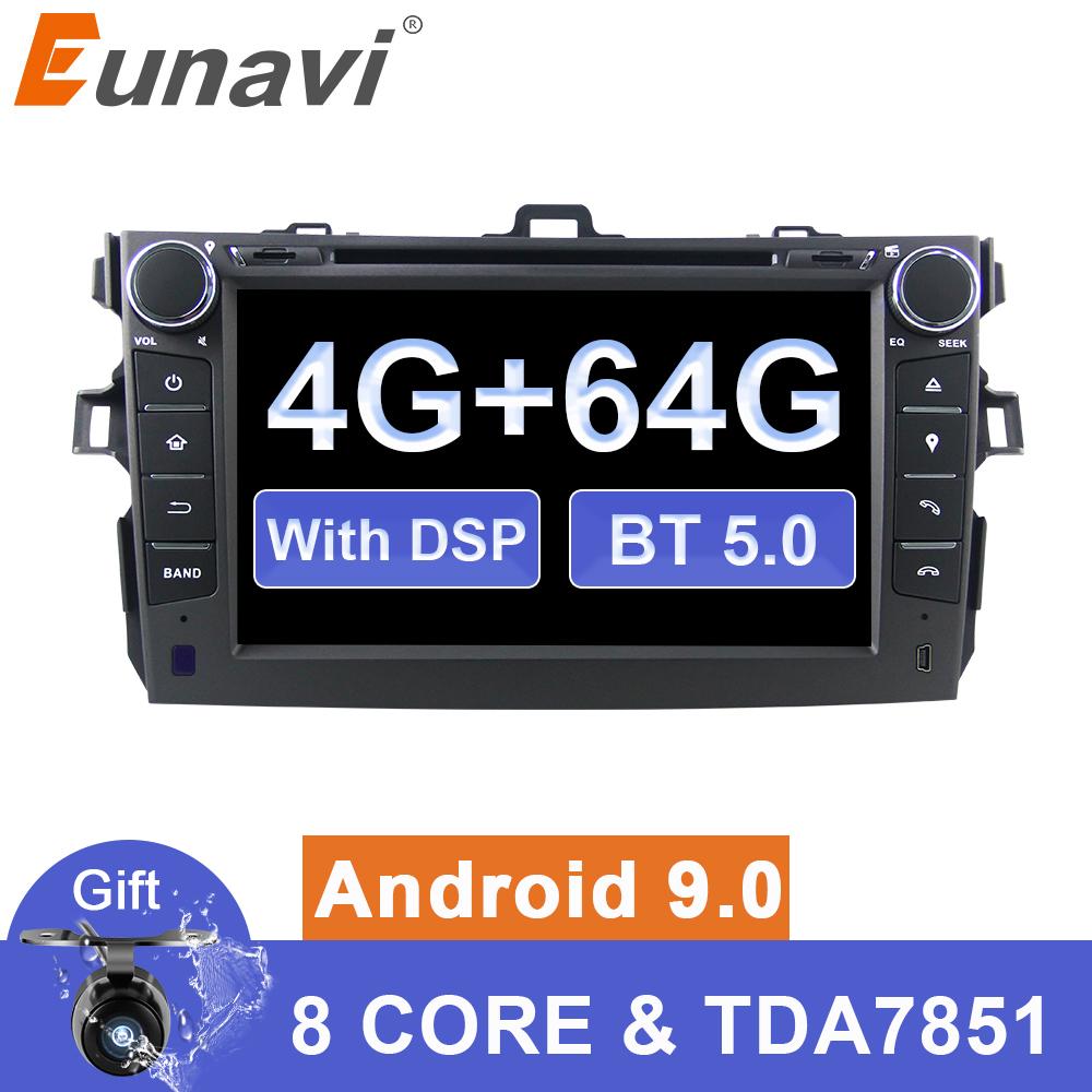 Eunavi 2 din Car dvd Android 9 Multimedia Player for Toyota Corolla 2007 2008 2009 2010 2011 radio gps stereo headunit 4G 64GB