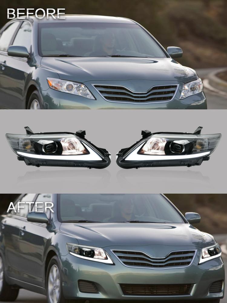 VLAND Headlamp Car Headlights Assembly for Toyota Camry 2010 2011 Headlight with moving turn signal Dual Beam Lens Plug-and-play
