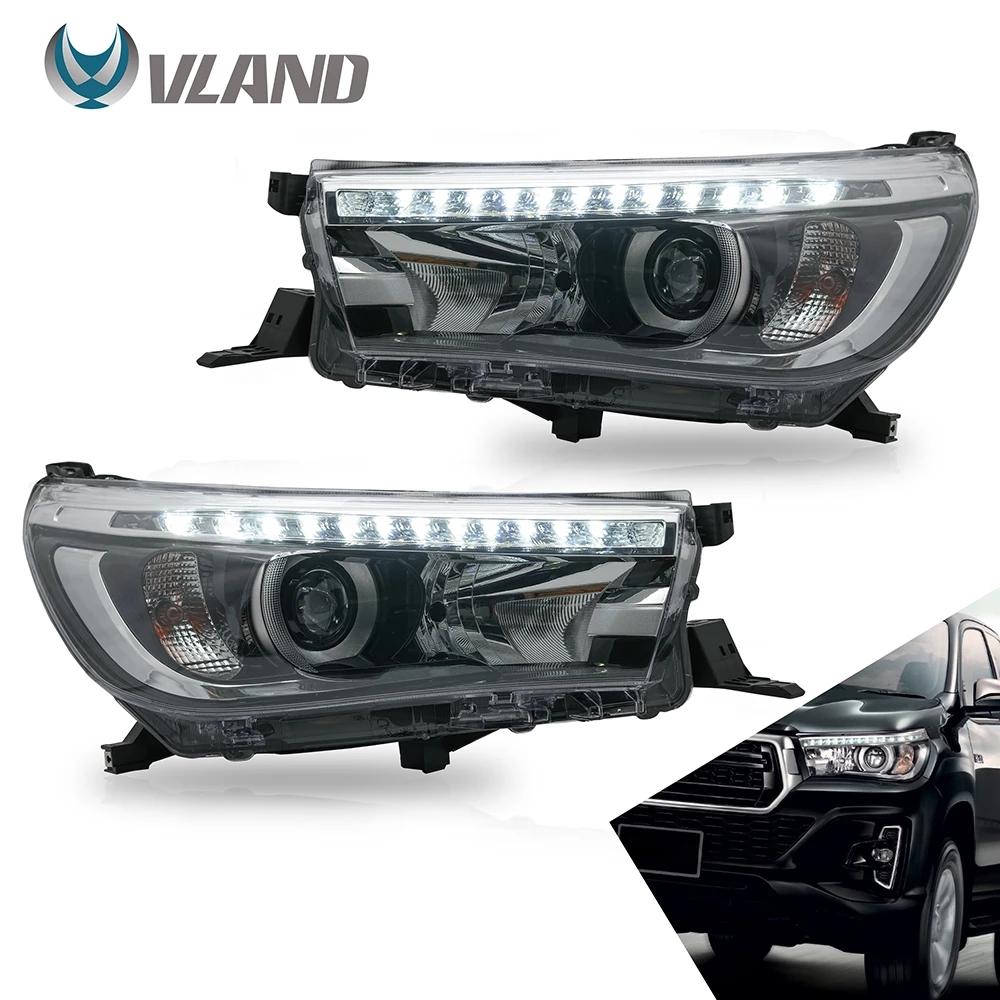 VLAND Headlamp Car Headlights Assembly for Toyota Hilux 2015 2016 2017 2018 2019 Headlight with moving turn signal Dual Beam Len