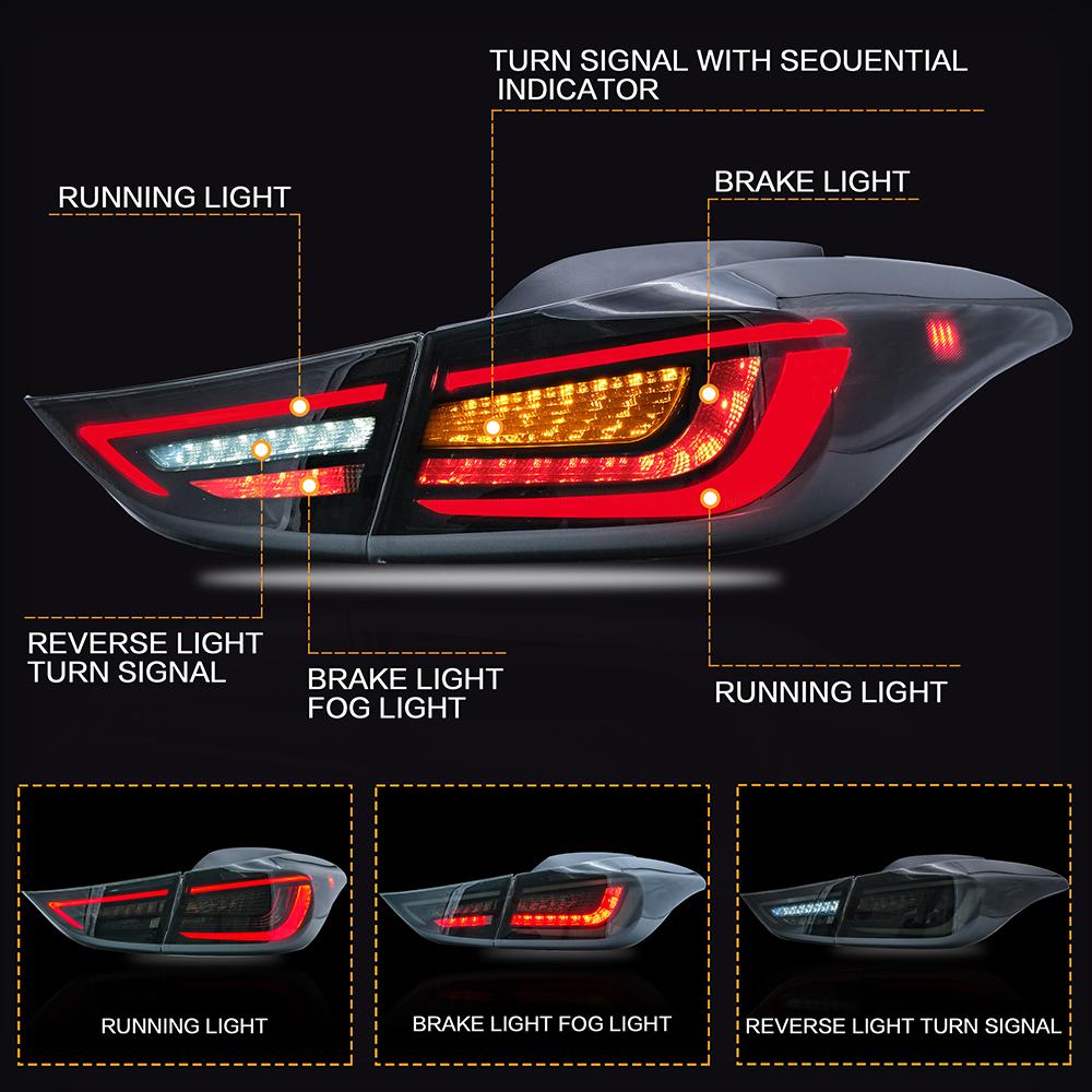 VLAND Car Accessories LED Tail Lights Assembly For 2011-2016 Hyundai Elantra 2013-2014 Elantra Coupe Tail Lamp Full LED DRL