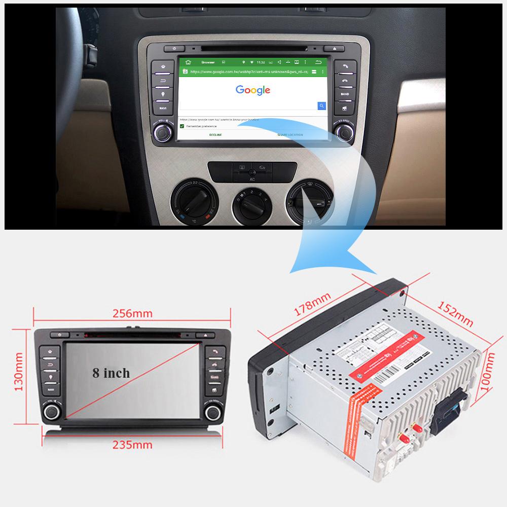 Eunavi 2 din Android 9.0 Car multimedia Player For Skoda Octavia 2014 2015 A7 2din auto radio stereo dvd GPS Navigation tda7851