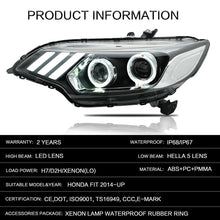 Load image into Gallery viewer, VLAND Headlamp Car Headlights Assembly For Honda Fit/Jazz 2014-2019 Headlight LED DRL With Moving Turn Signal Dual Beam Lens