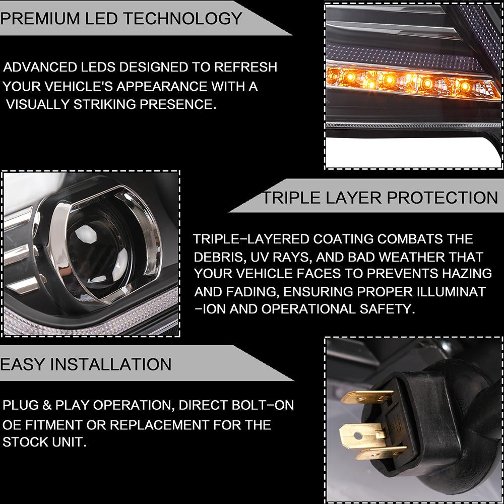 VLAND Headlamp Car Headlights Assembly For Toyota FJ Cruiser  Headlight LED DRL With Moving Turn Signal Dual Beam Lens2007-2014