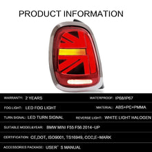 Load image into Gallery viewer, VLAND Tail Lights Assembly For BMW MINI Cooper F55 F56 F57 2014-2020 Tail Lamp With Turn Signal Reverse Lights LED DRL Light