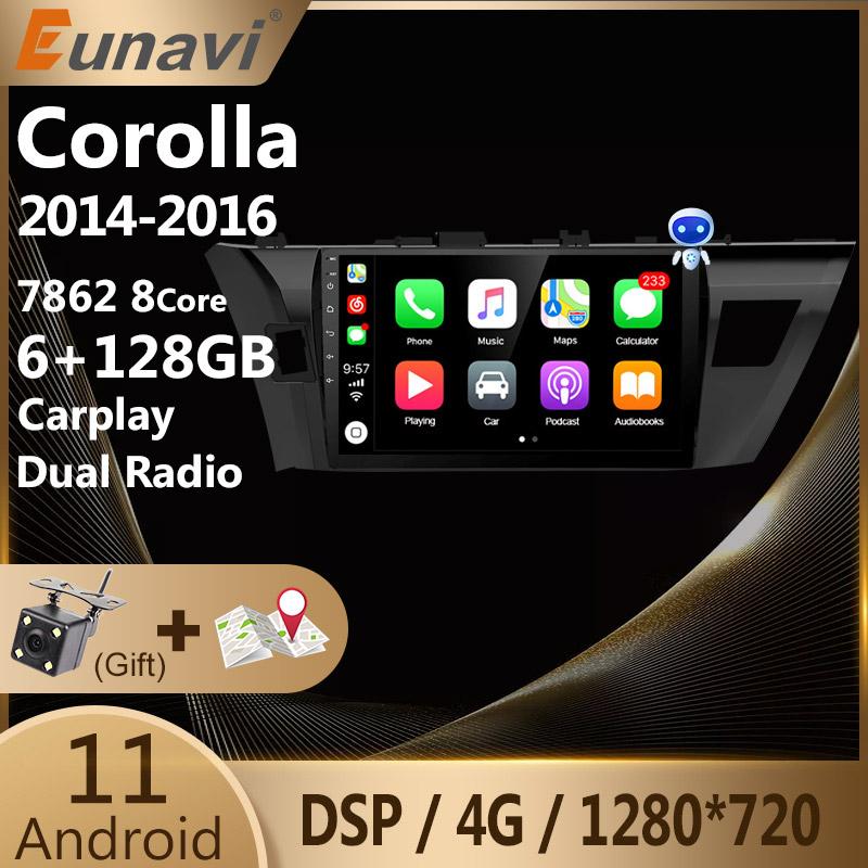 Eunavi Android 10 Car Radio Multimedia Video Audio Player Navigation GPS For Toyota Corolla E170 E180 2013 - 2016 no 2 din dvd