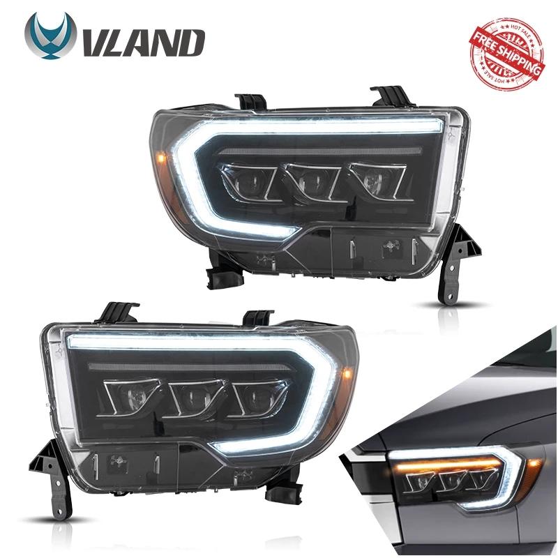 VLAND Car Lamp Assembly For Toyota Tundra 2007-2013 Full LED Headlight With Start-up Animation DRL