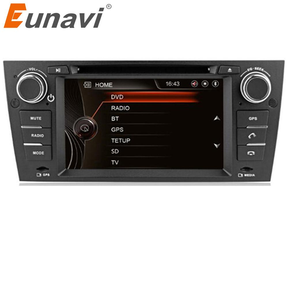 Eunavi Single 1 din Car Radio Audio DVD Player GPS For Bmw E90 E91 E92 E93 320i 325i 330i 3 Series Manual Air-Condiction Version