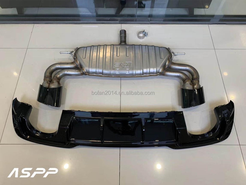RS3 Style Rear Diffuser With Exhaust for 17-19 Audi A3 S-line Hatchback,ASPP  Auto Body Kit for Audi