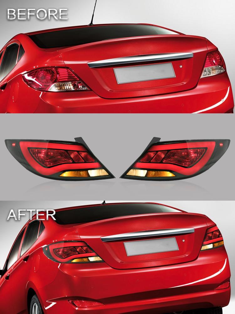 VLAND Tail Lights Assembly For Hyundai Accent Verna 2010-2013 Taillight Tail Lamp With Turn Signal Reverse Lights LED DRL Light