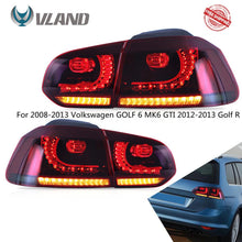 Load image into Gallery viewer, VLAND Car Accessories LED Tail Lights Assembly For 2008-2013 Volkswagen GOLF 6 MK6 GTI 2012-2013 Golf R Tail Lamp Full LED DRL