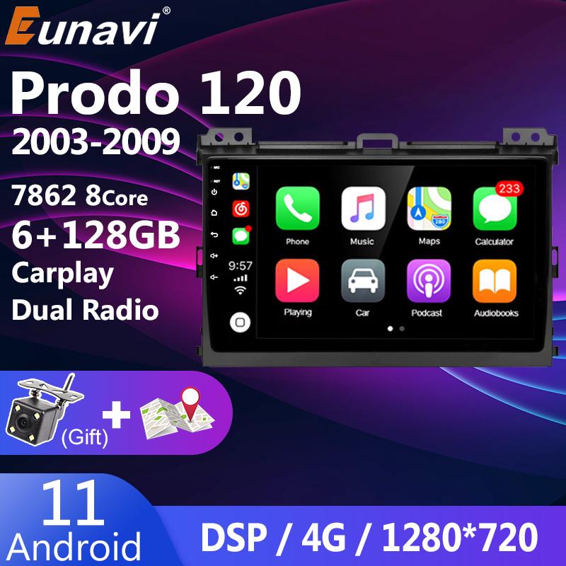 Eunavi Car Radio For Toyota Land Cruiser Prado 120 LC120 GPS Multimedia Video Player Autoradio Android Navigation GX470 DVD 2Din