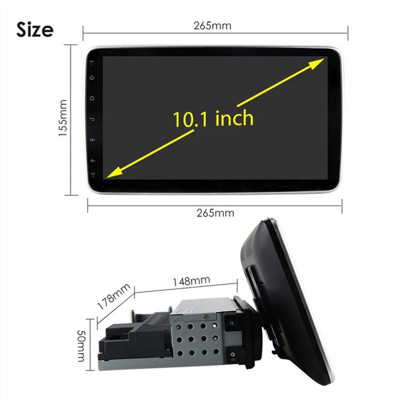 Eunavi 10.1'' Screen Universal 1DIN Android 10 Car Radio Stereo Multimedia Video Player GPS Navigation WIFI RDS AM FM USB 1Din