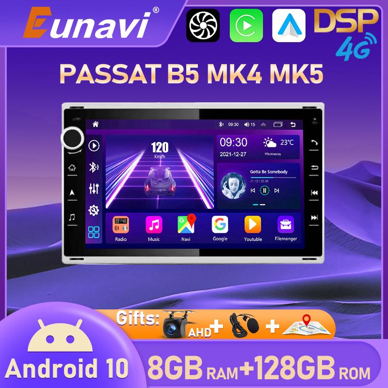Eunavi 7'' 2 Din Android 10 Car Radio For VW PASSAT B5 MK4 MK5 JETTA BORA POLO TRANSPORT T5 Multimedia Video Player GPS No DVD